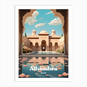 Alhambra Spain Palace Travel Art Illustration 1 Art Print