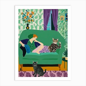 The Girl on the Green Chair Art Print