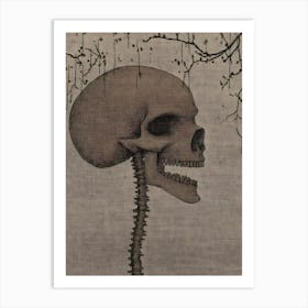 Skull With Branches Art Print