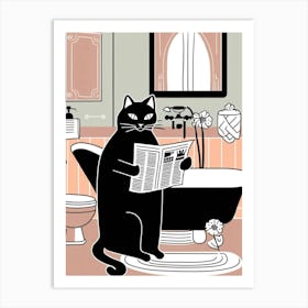 Cat Reading Newspaper Art Print