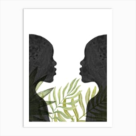 Silhouettes Of Two black women Art Print