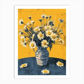 Daisy Flowers On A Table   Contemporary Illustration 1 Art Print