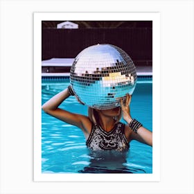 Woman Pool Disco Ball Fashion Photography 0 Art Print