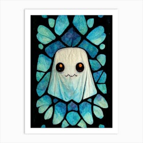 A Cute Ghost Made Of Stain Glass Art Print