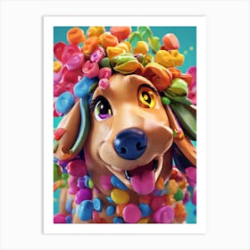 Dog With Colorful Hair Art Print