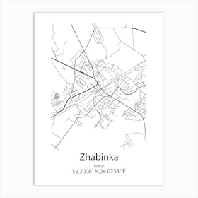 Zhabinka,Belarus Minimalist Map Art Print