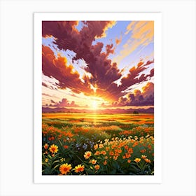 Sunset In The Meadow 42 Art Print