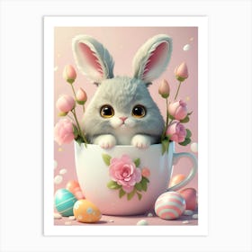 Easter Bunny In A Cup Art Print