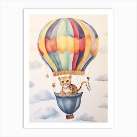 Baby Cheetah 2 In A Hot Air Balloon Art Print