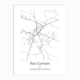 Ros Comain,Ireland Minimalist Map Art Print