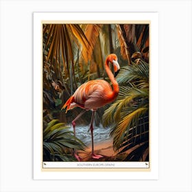Greater Flamingo Southern Europe Spain Tropical Illustration 3 Poster Art Print