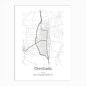 Orestiada,Greece Minimalist Map Art Print