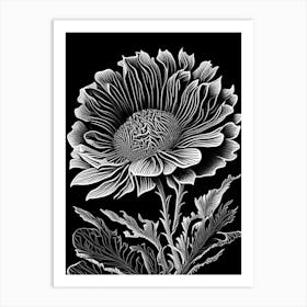 Calendula Leaf Linocut 6 Art Print