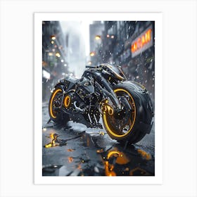 Motorcycle In The Rain 5 Art Print