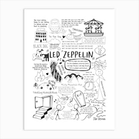 Led Zeppelin Doodle Lyrics Art Print