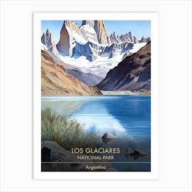 Los Glaciares National Park Argentina Patagonia Watercolour 3 Art Print