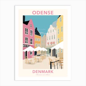 Odense, Denmark, Flat Pastels Tones Illustration 2 Poster Art Print