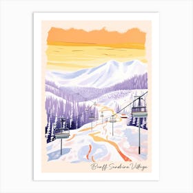 Poster Of Banff Sunshine Village   Alberta, Canada, Ski Resort Pastel Colours Illustration 0 Art Print