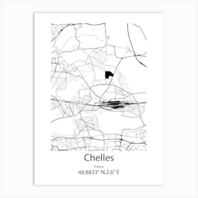 Chelles,France Minimalist Map Art Print