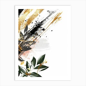 Abstract Background With Gold Leaves Art Print