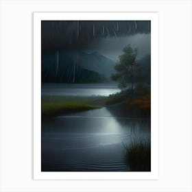 Rain Water Landscapes Waterscape Crayon 1 Art Print