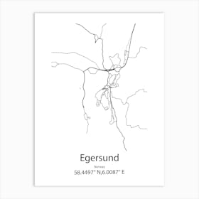 Egersund,Norway Minimalist Map Art Print