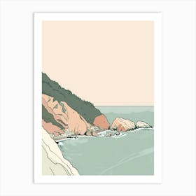 Mount Tamalpais Usa Color Line Drawing (3) Art Print