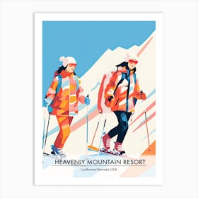 Heavenly Mountain Resort   California Nevada Usa, Ski Resort Poster Illustration 0 Art Print