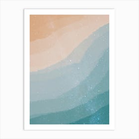 Minimal art abstract watercolor painting of sand and calm waves Art Print