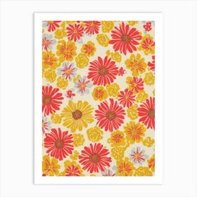 Primrose Floral Print Retro Pattern 2 Flower Art Print