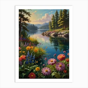 Beautiful Day By The Lake Art Print