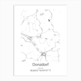 Donzdorf,Germany Minimalist Map Art Print