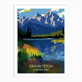 Grand Teton National Park Travel Poster Matisse Style 4 Art Print