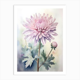 Watercolor Chrysanthemum Flower Art Print