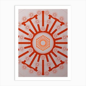 Geometric Abstract Glyph Circle Array in Tomato Red n.0249 Art Print