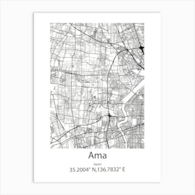 Ama,Japan Minimalist Map Art Print