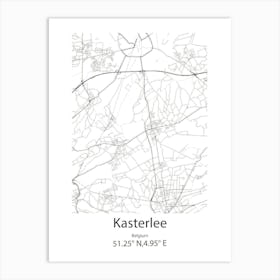 Kasterlee,Belgium Minimalist Map Art Print