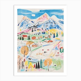 Amangani   Jackson Hole, Wyoming   Resort Storybook Illustration 3 Art Print