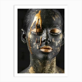 Black And Gold Woman Art Print