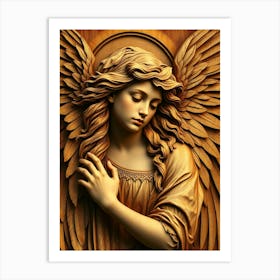 Angel Wood Work Style Art Print