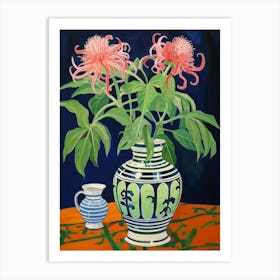 Flowers In A Vase Still Life Painting Bee Balm 3 Art Print