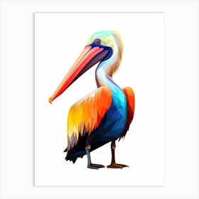 Colourful Geometric Bird Brown Pelican 2 Art Print