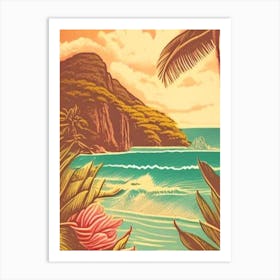 Kauai Hawaii Vintage Sketch Tropical Destination Art Print