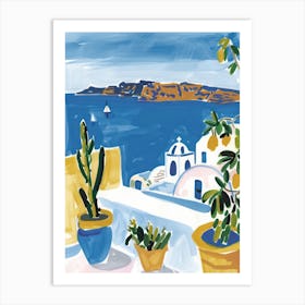 Travel Poster Happy Places Santorini 2 Art Print