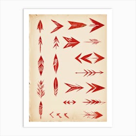 Brushstroke Designed Hand Drawn Arrow Icons Detailed Brushwork Strokes Visible Mix Of Red And Bro (5) Art Print