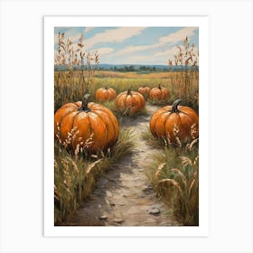 Pumpkins In The Field Art Print