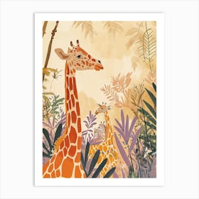 Lilac Giraffe Watercolour Style Illustration 3 Art Print