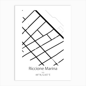 Riccione Marina,Italy Minimalist Map Art Print