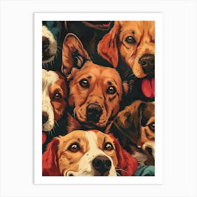 Perfectly Repeatable Artwork With Cute Dog Faces 06 Art Print