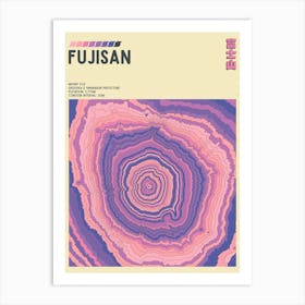 Japan - Mount Fuji - Fujisan - Contour Map Print Art Print